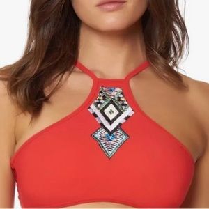 BEAUTIFUL RED CARTER COUPE CALI RED BIKINI EMBROIDERED